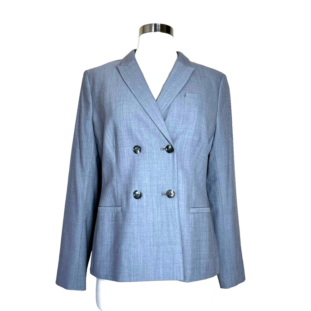 Banana Republic Grey Double Breasted Wool Blazer- 4